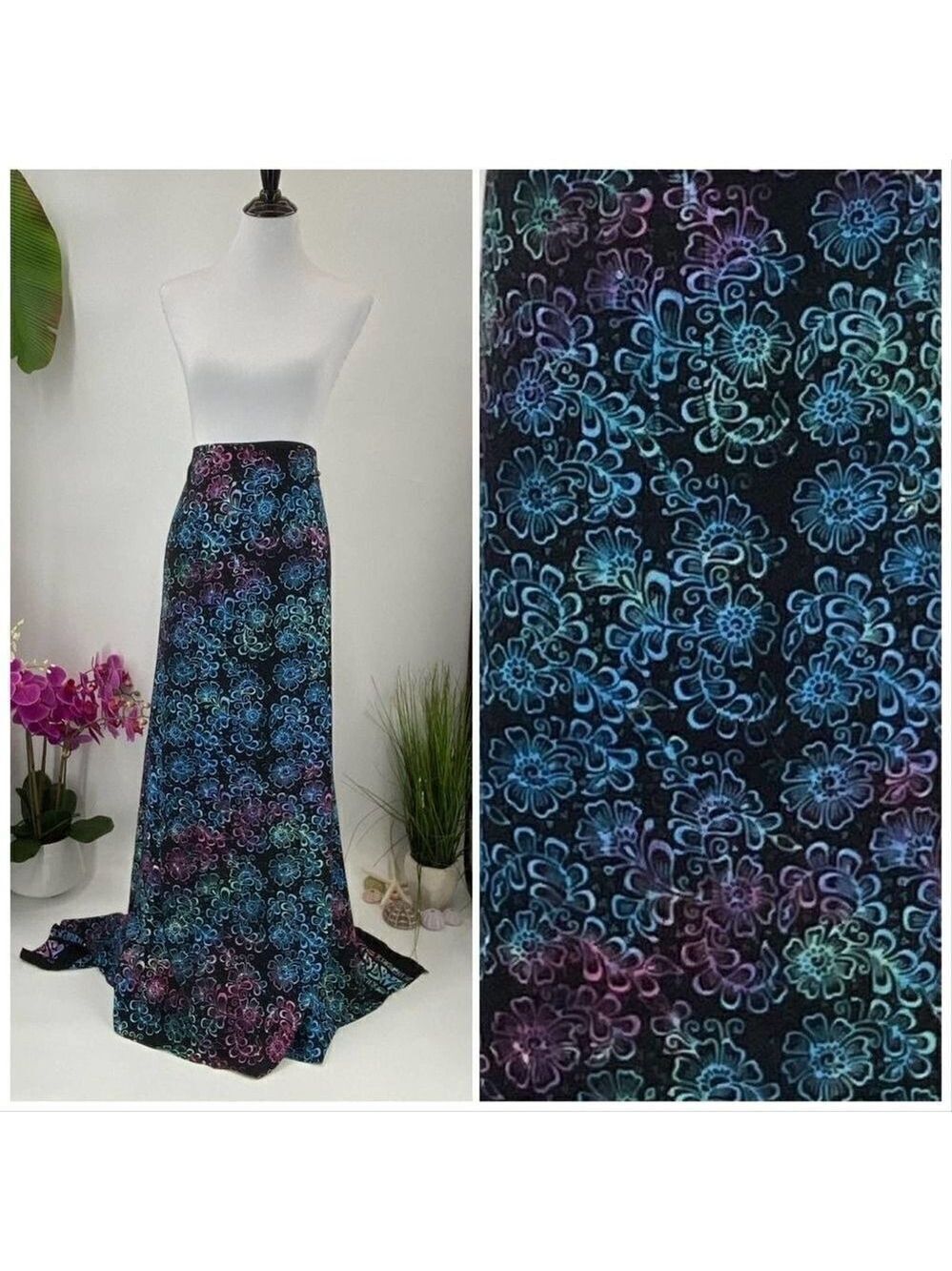 Black/Pink/Purple/Blue/Green Floral SARONG Pareo Beach Wrap Skirt Summer Scarf